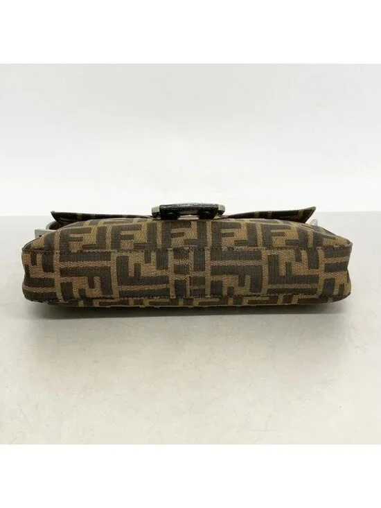 Fendi Handbag Zucca Mamma Bucket Nylon Canvas Brown Silver - Picture 3 of 10